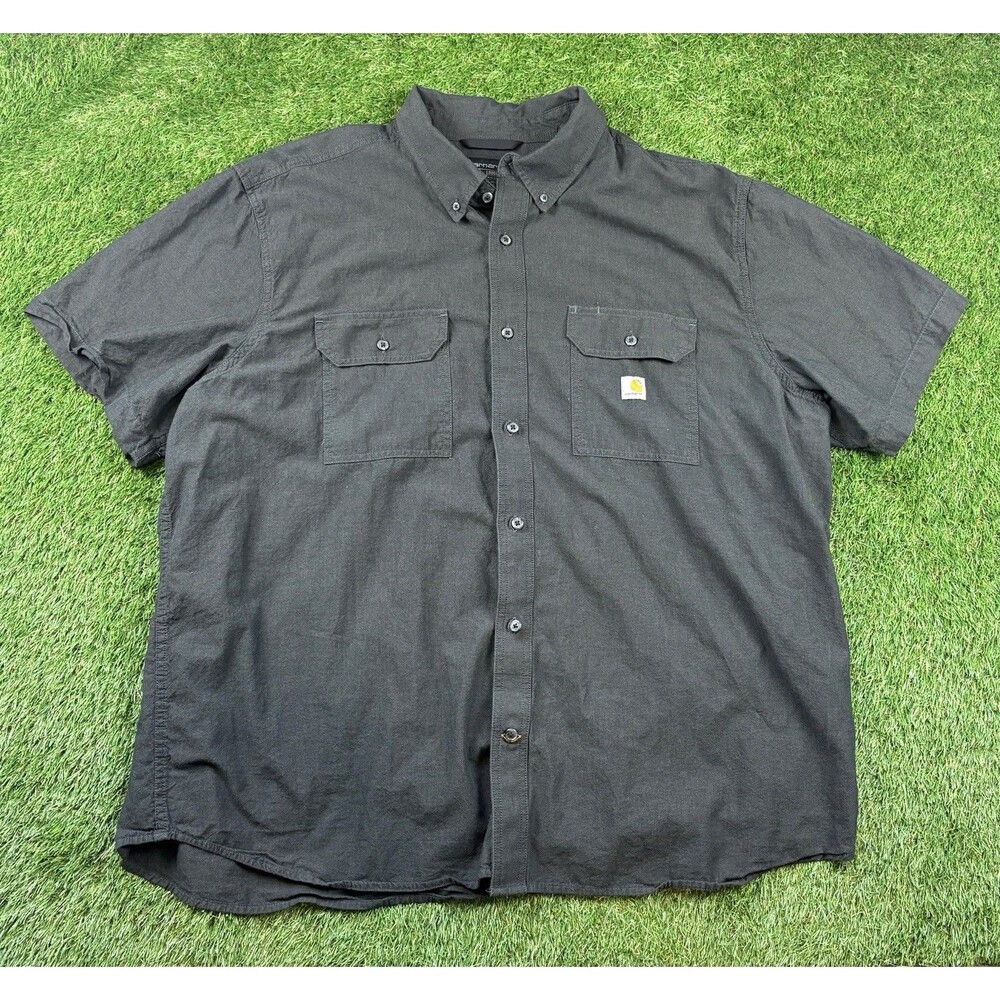 Carhartt Loose Fit Short Sleeve Shirt Men 3XL Black Chambray Button Down